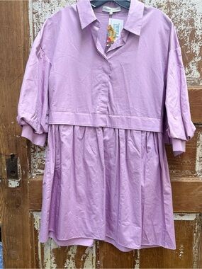 English Factory Lilac Collared Shirt Dress